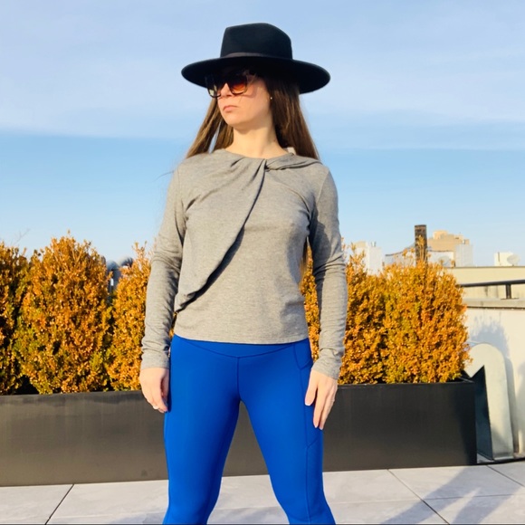 Carven Wool Wrap Shawl Gray Stretchy Shirt Sweater - Picture 5 of 16